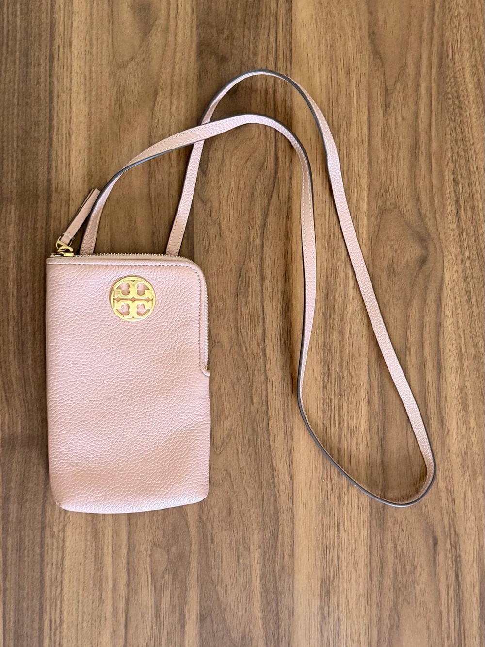 Tory Burch Pink Pebbled Leather Crossbody Phone Pouch